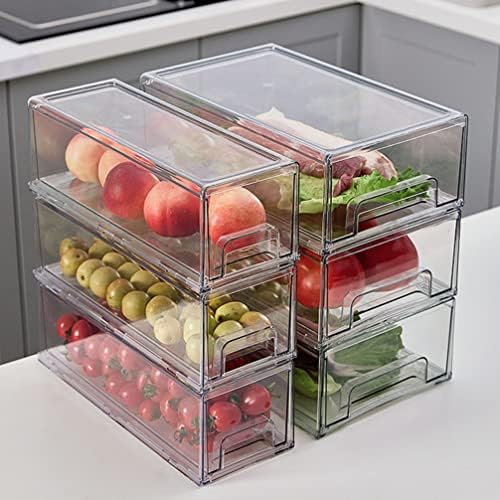 Органайзер за хладилник Hemoton Органайзер за съхранение на храна в хладилника: Кутия за хладилник, Штабелируемая Килер с капак, Контейнери за зеленчуци и Плодове, Спе