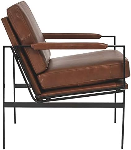 Корпоративна дизайн от Ашли Puckman, модерен кожен стол с акцент средата на века, кафяв