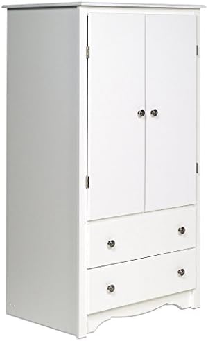 Prepac Монтерей, 2-шкаф, Бял & Монтерей, Скрин с 5 чекмеджета за спалня, 16 D x 31,5 W x 45,25 H, Бял