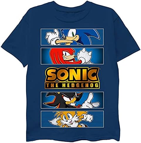 Тениска СЕГА Boys Sonic на Таралеж с участието на Sonic, Тейлза и Наклза - Таралеж Трио - Официална фланелка