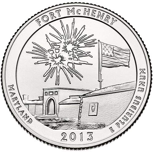2013 S Плакированный Форт Макгенри Национален паметник на щата Мериленд NP Quarter Choice Необращенный монетен двор на САЩ