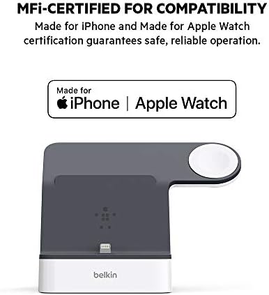 Зарядно устройство ще захранване на зарядно Belkin 2 в 1 за iPhone и Apple Watch - мощно зарядно устройство за iPhone + поставка за зареждане на Apple Watch - е Предназначена за iPhone 6/7/8 / X /