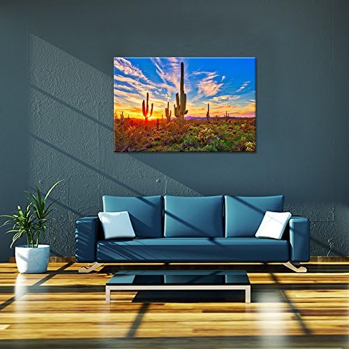 Здравейте Произведение на Изкуството, Платно Стенно Изкуство Saguaro в пустинята Сонора По Залез слънце Картина на Природата