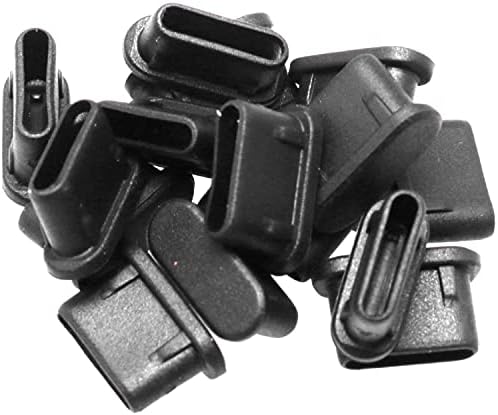 Прахоустойчив включете SJZBIN Type-C 15ШТ 0,37x0,16x0,24 инча/9,5x4 x 6 mm Type C TPU Меки Гумени Защитни Капачки За телефон, Капачка на USB порта C, Черен