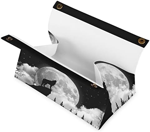 Вълк Луната Модел Кутия За Салфетки Притежателя на Кутията Организатор на Хартиена Опаковка Чанта за Кърпички Хартия За Лице