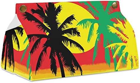 Палми в Цветовете на Ямайка, Калъф За Кутии За Салфетки, Модерни Кърпички От Изкуствена Кожа, Държач за Кърпички, Кубчета за
