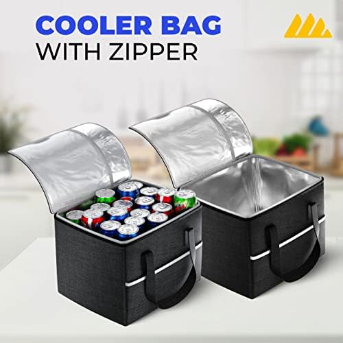 Вграден органайзер за багажник на премиум-клас с повторна употреба торби за пазаруване и хладилник – Сгъваем Контейнер за съхранение