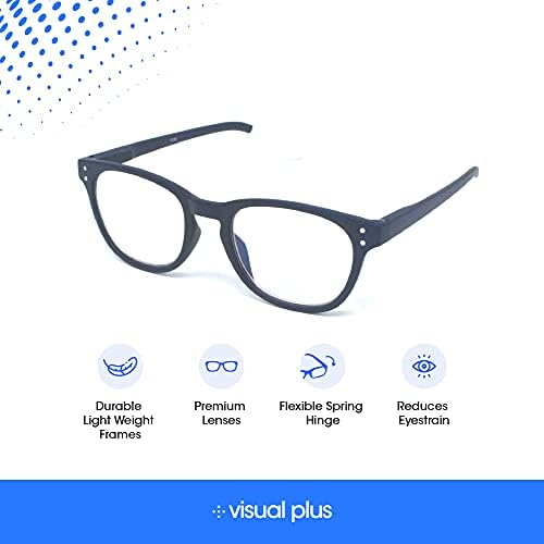 Очила за четене Visual Plus, блокиране на Синята светлина, за мъже и жени | За защита от пренапрежение на очите, Очила за компютър, Виртуални