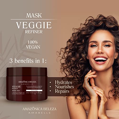 AMAZONICA BELEZA Вегетариански Veggie Refiner Маска за коса (300 мл / 10,1 унция) | Без сулфати, Парабени и жестокост | с Натурални съставки