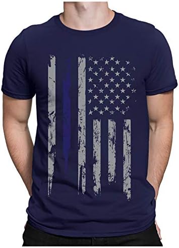 Мъжки Празнични Ризи EELHOE с Къс Ръкав, Патриотичен Американски Флаг, който е Кръгъл Отвор, Лятна Плажна Мъжка Тениска
