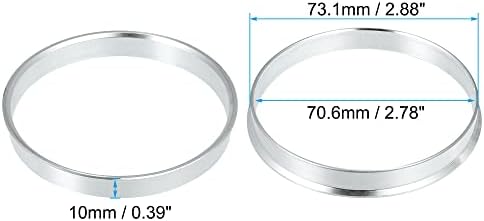 Универсални Пръстени ACROPIX за автомобилни ступиц диаметър от 73,1 мм до 70,6 мм Сребрист цвят - Комплект от 4