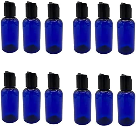 2 унции сини Бостонских пластмасови бутилки - 12 опаковки на Празни бутилки за еднократна употреба - Не съдържат BPA - Етерично масло - Ароматерапия | Черна Прижимная де