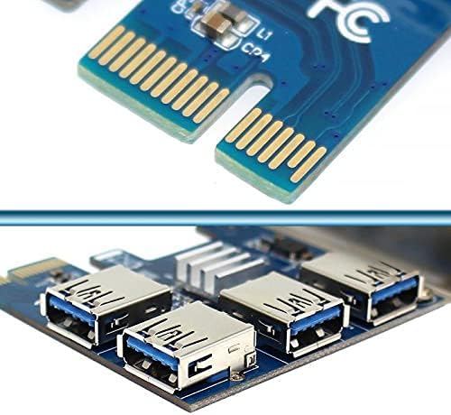 Конектори PCI-E към Адаптер PCI-E 1 Завой 4 Слота PCI-Express от 1x до 16x USB 3.0 за майнинга, Конвертор PCIe Специална карта Странично Карта за устройства БТК - (CN, дължина на кабела 01)