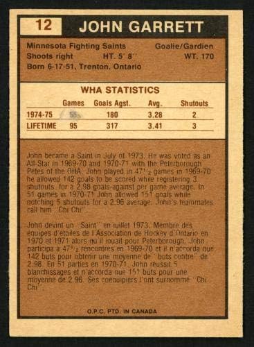 Карта на Джон Гарретта с автограф 1975-76 ЧЕ за Пи-Чи #12 От Минесота бойна игра Сэйнтс Инв #151394 - Футболни картички с автографи на NFL