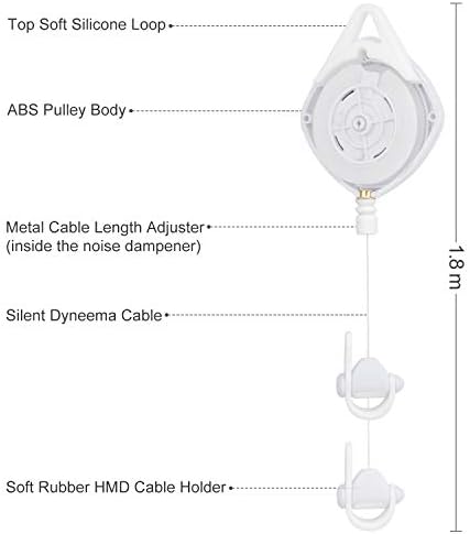 Управление на кабели виртуална реалност (6 опаковки) Прибиращ се таван система от макари за Oculus Rift / S Rift / HTC Vive / Vive Pro