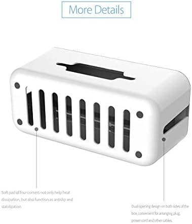 XJJZS Кутия за Съхранение на Притежателя на Телефона захранване за кабели Адаптер/Зарядно устройство/USB Мрежов хъб Кутия за управление кабел (Цвят: бял)