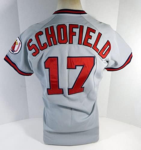 1991 California Angels Дик Schofield 17 Използван в играта Сива Риза 44 DP14422 - Използваните В играта Тениски MLB