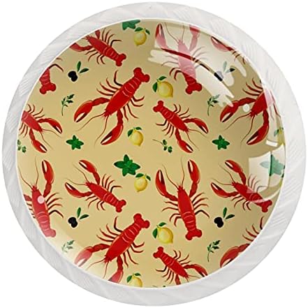 12 бр. Бяла кръгла дръжка за чекмедже с модел от омари, морски дарове мента, магданоз, лимон и маслини