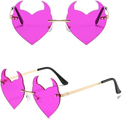 2023 Нови забавни слънчеви очила без рамки Evil Сърце за партита, прекрасни слънчеви очила 2022, прозрачни слънчеви очила на марката (светло
