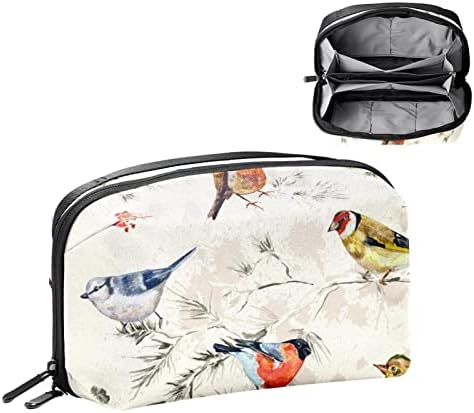 Козметични чанти, Реколта Ретро Пътни козметични чанти с Цветен Печат Птици, Многофункционални Преносими, козметични чанти,