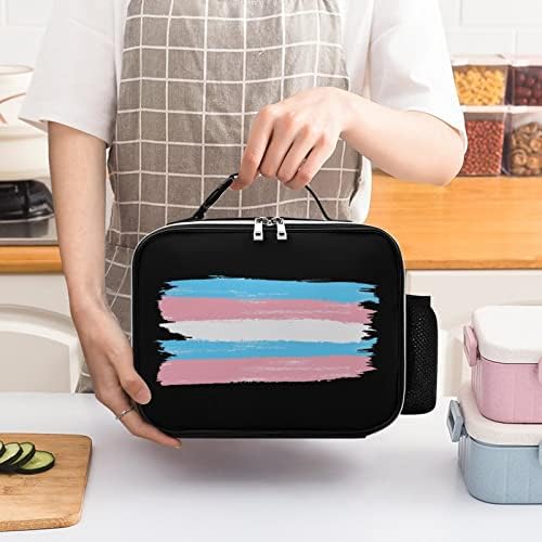 Кутия за Обяд с Флага Трансгендера, Чанта-Тоут, за многократна употреба Кожена Термален Комплект за Хранене