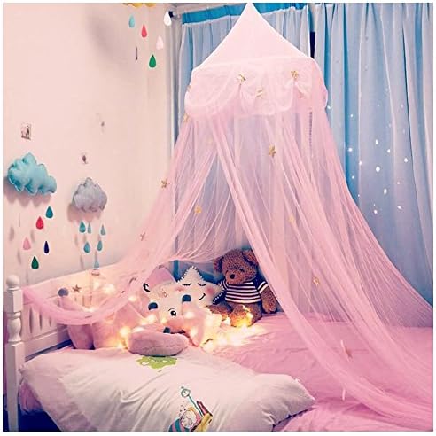 NYDECOR mosquito net С Балдахин, Чаршафи за легла, Купол, Легло за Принцеса със Звездите, Палатка за Четене за Момичета, Детски Едно Легло Twin Full Queen Size, Интериор на стаята (Розо?