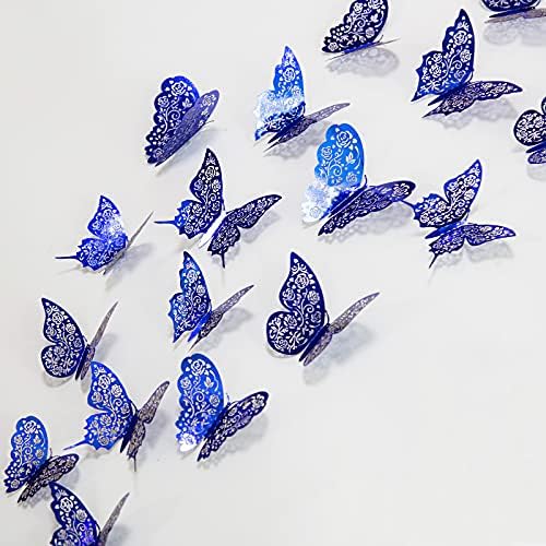 3D Стикери за Стена с Пеперуди на Кралския Син Кобалт, Подвижни Стенни Стикер с Неравности във формата на Пеперуди, Артистичен