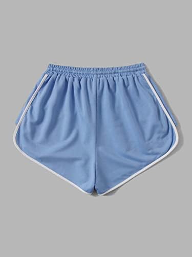 Дамски къси панталони Xinbalove с модел от Карикатура, Контрастни шорти с завязками, къси Панталони за Жени (Цвят: синьо Размер: