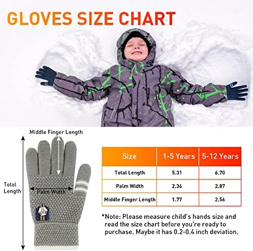 Зимни ръкавици за деца - 3 чифта Меки и Топли ръкавици с вълнена подплата за момчета и момичета, детски топли плетени калъф за