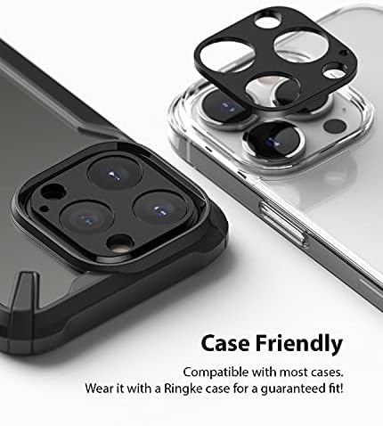 Дизайн на камерата Ringke е Съвместим с iPhone 13 Pro Max Защитно фолио за обектива на камерата на iPhone 13 Pro, Стикер в Алуминиева рамка с твърд защитен калъф - Черен