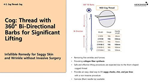 Повдигане на конци Neogenesis PCL / За лице и тяло /360 Двупосочни на зъбите /Тъп U-образна форма/W-Образен /20PCS/K-Beauty/Произведено в Южна Корея (19G100mm U)