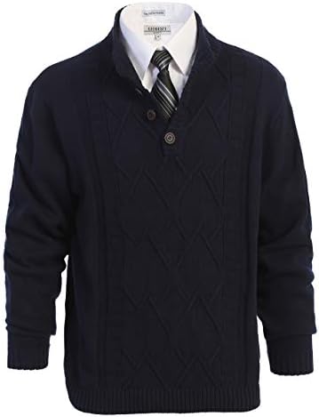 Мъжки Вязаный Пуловер Gioberti от Памук, копчета, С отложным яка, Пуловер с дълъг ръкав