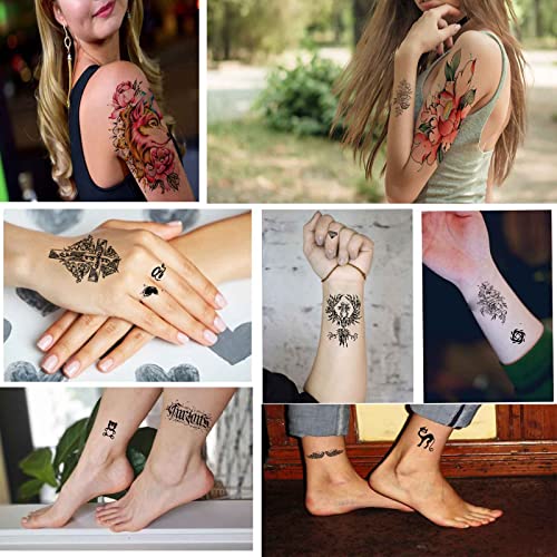 Quichic 200 + Бр. Временни Реалистична Татуировка с животни за жени и Момичета, включва в себе си 12 Големи Фалшиви Татуировки, Трайни и Временни Татуировки на Ръкавите, Та