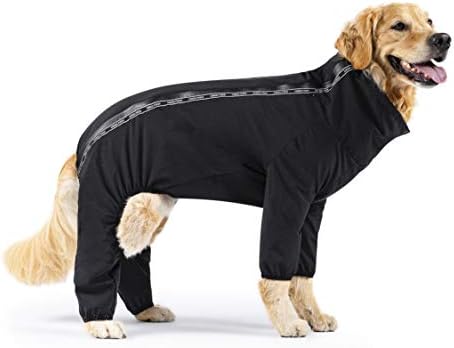 Костюм за защита от киша канадската куче малко, Боди за кучета от дъжд и сняг, Водоустойчив костюм за кучета върху цялото тяло, гащеризон за кучета (Черен, 26 (дължина