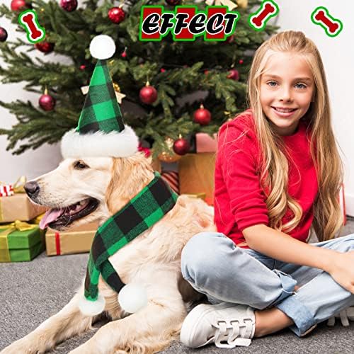 6 Бр. Коледна Шапка за Куче с Шал, Коледни Шапки на Дядо Коледа за Кучета, Регулируеми Коледни Шалове за Кучета, Класически