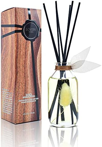 Набор от масла и пръчици за дифузор LOVSPA Santal сандалово дърво Reed | Топъл, Земен и дървесен аромат|, Изработени от етерични
