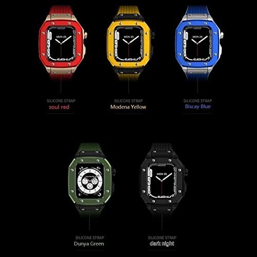 EKINS За iWatch серия 8 7 6 5 4 SE Модификация на министерството на отбраната Kit За Apple Watch Каишка за Носене 44 мм 45 мм 42 мм За Apple Watch Силикон каишка за часовник + калъф за часовник