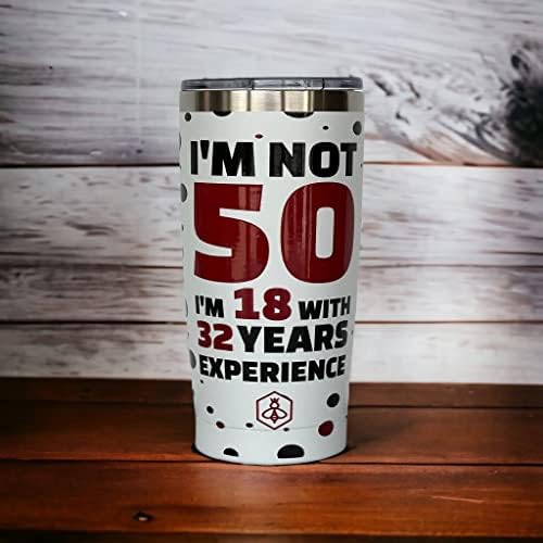 Подаръци Biddlebee на 50-ия ден от раждането, Жените Пътна Кафеена чаша с капака-слайдер | 20 унции, Непромокаемая Чаша От Неръждаема Стомана С изолация | Подаръци за рожде?