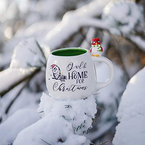 Pavilion е Подарък от Компанията Owl Be Home For Christmas & Bird 15,5 Грама, Голяма Чаена Чаша Уникална Форма, Чаша за празници Или Зимата,