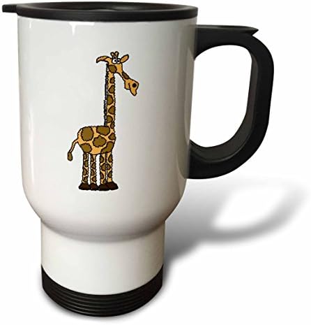 3dRose Чаша за пътуване Весел Жираф с Анимационни герой, 14 грама, Бяла