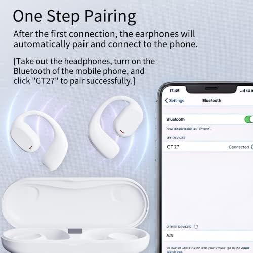 Безжични слушалки YOSINT с отворени уши Bluetooth 5,3, слушалки, с въздушна проводимост, с вграден микрофон, Водоустойчиви Слушалки, led
