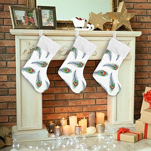 Коледни Чорапи Tarity, 1 Опаковка, Големи Коледни Чорапи 18 инча с Павлиньим Перо, Окачени Коледни Чорапи за Камината, Индивидуално