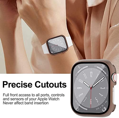 Съвместим с Miimall корпус Apple Watch Series 8 41 мм с вградена стъклена защитно фолио за екрана, твърд КОМПЮТЪР, устойчив на удари,