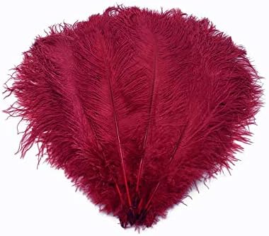 50шт Страусиных пера цвят бордо дължина 50-55 см (20-22 инча) - (Цвят червен)