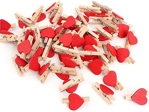 Yosoo Мини-Дървена Прищепка във формата на сърце, Скоби за Diy, Дървени Букви за Scrapbooking, Дървени Занаяти, Сватбени декорации