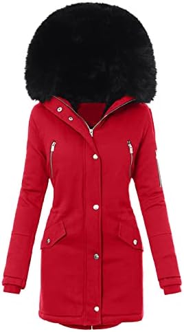 IKevan Женски однотонное пуховое палто с качулка, палто с цип дълъг ръкав, зимни топло ветровка, стеганая яке, палто