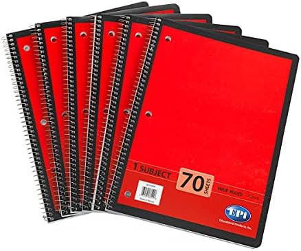 Бележник на спирала ЕПИ, 1 Предмет, на Хартия, в широка гама, 70 Листа, 10,5 x 8, Червена корица, 48 опаковки