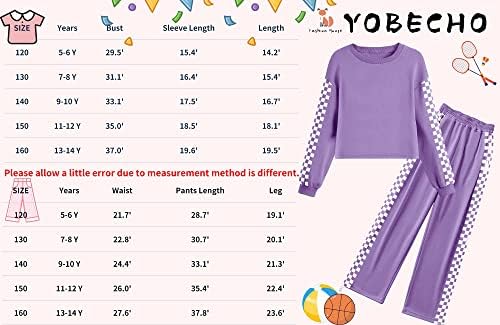 Yobecho/ Детски комплект от 2 теми, Модни Блузи и панталони с дълги ръкави за момичета (5-14 години)