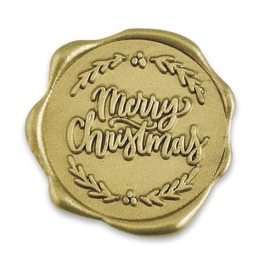 Лепило Восъчни етикети за печати Весела Коледа 25Pk - Предварително изработени от Настоящия сургуча (Антично злато)