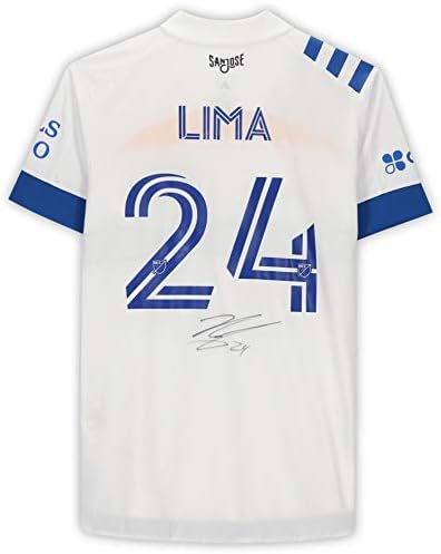 Ник Лима в мача на Сан Хосе Эртквейс с автограф - Използвал бялата фланелка №24 на сезона MLS 2020 г. - Футболни фланелки с автографи